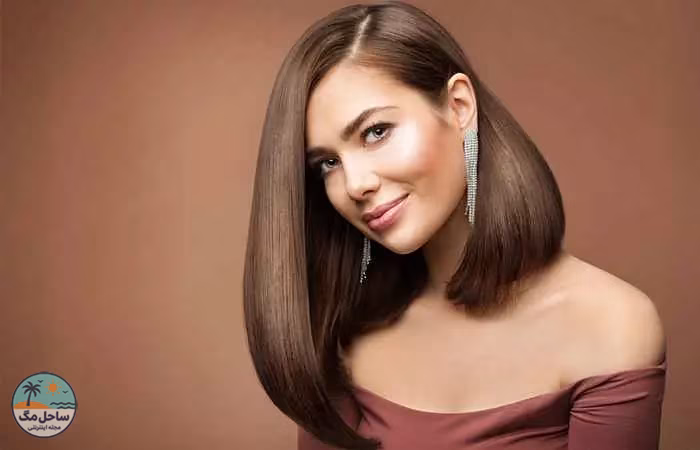 Woman with brown asymmetrical long bob