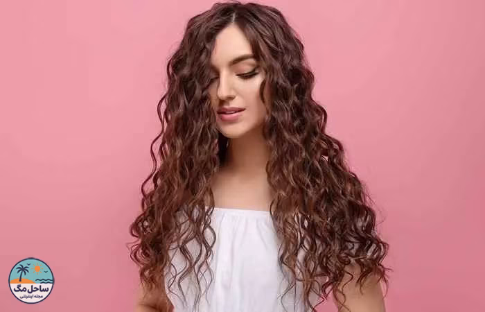 Woman with curly long hair with layers