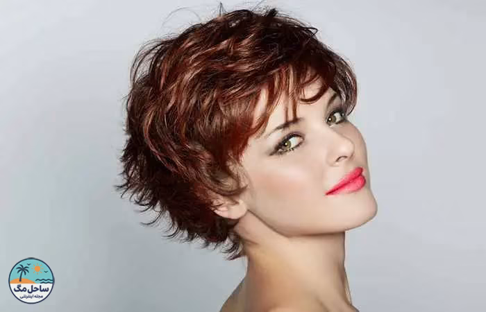 Woman with choppy layered pixie haircut