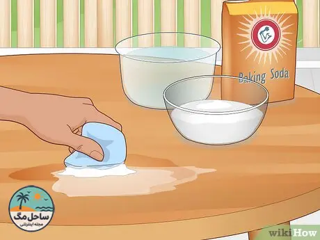 Step 1 Use baking soda on outdoor wooden furniture.