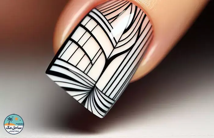 Black lines nail design