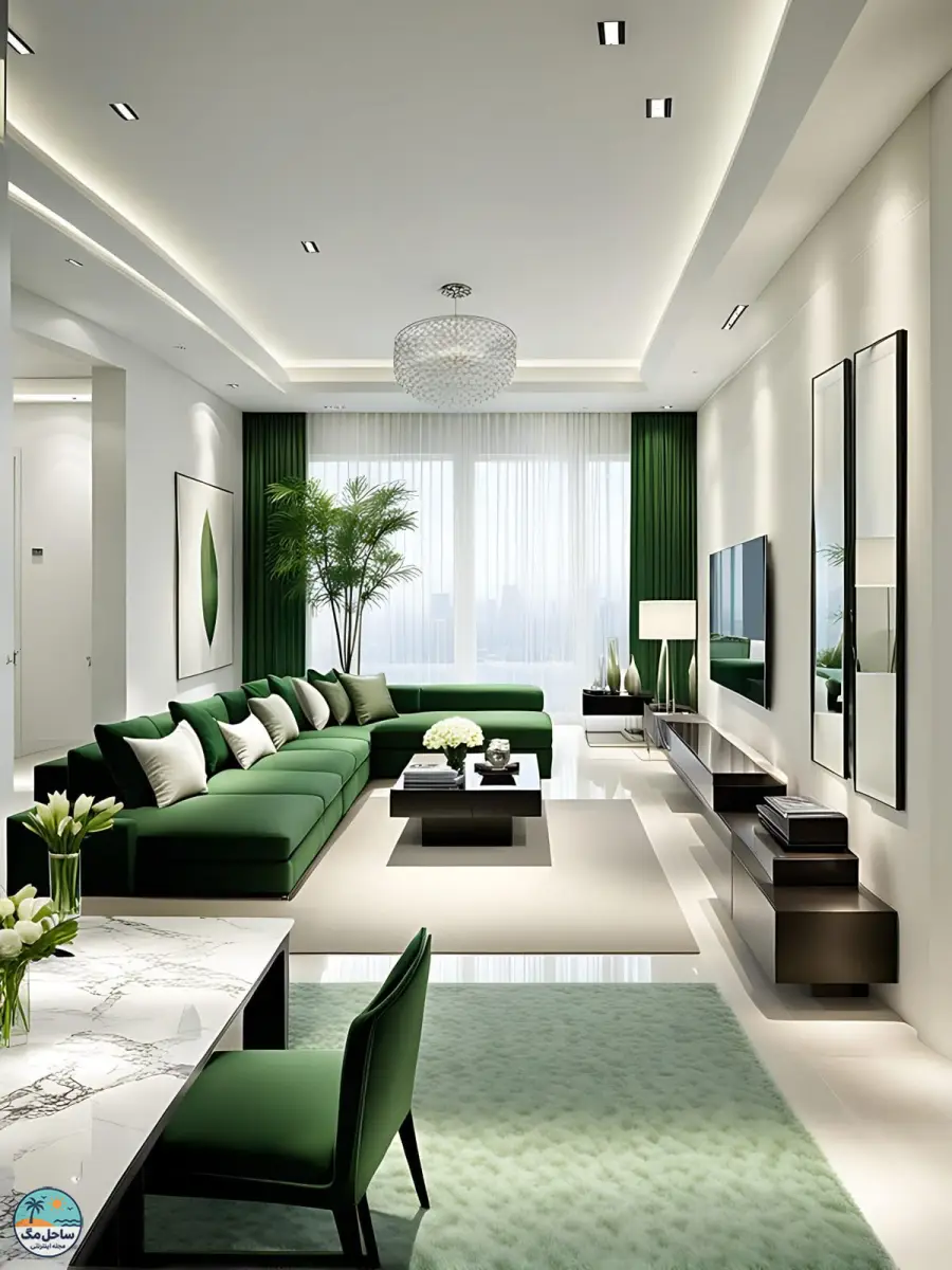 چیدمان پذیرایی مستطیل باریک