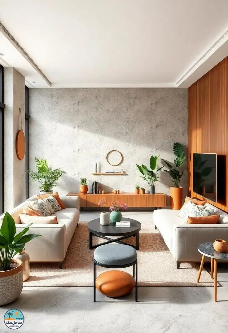 چیدمان پذیرایی مستطیل باریک