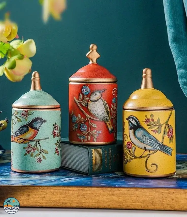ظروف دکوری سفالی رنگی