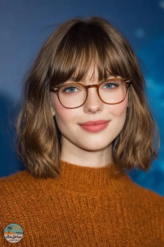 لاب با چتری های کم پشت به رنگ بلوطی نرم