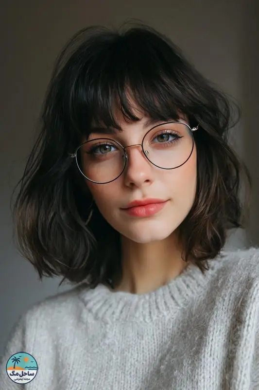 کوتاهی با چتری پرده ای به رنگ مشکی نرم